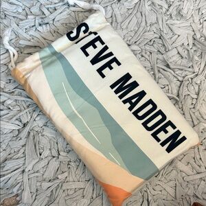 Steve Madden Blue and Cream Drawstring Beach Towel